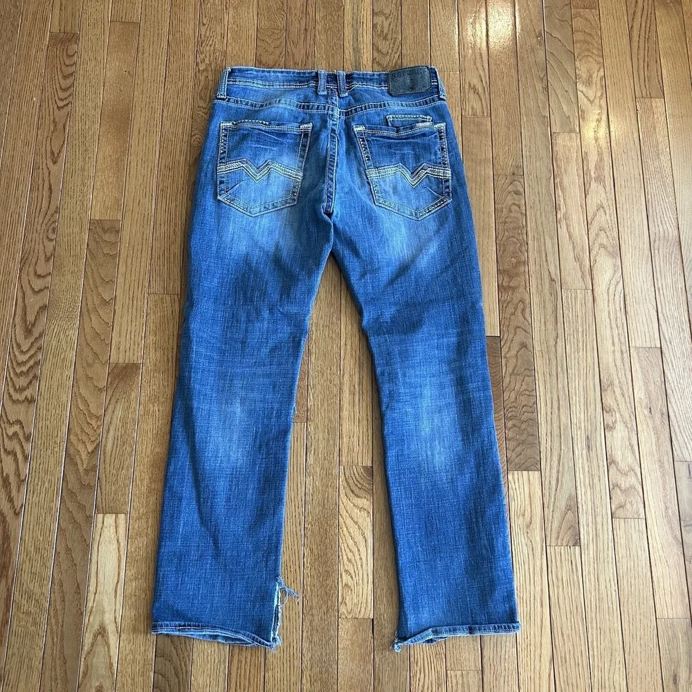 Salvage by Buckle Havoc Slim Straight Mens Jeans Size 34R Blue Distressed FLAWS‎
